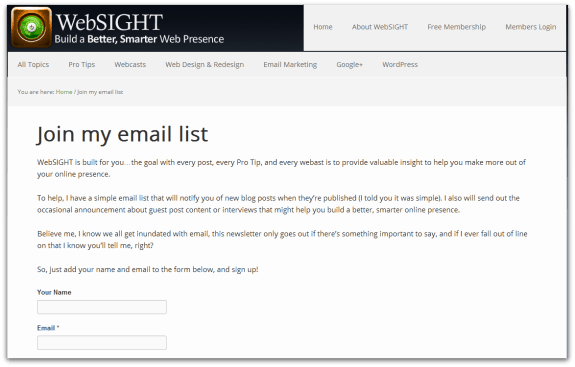 email-list-subscribe-page