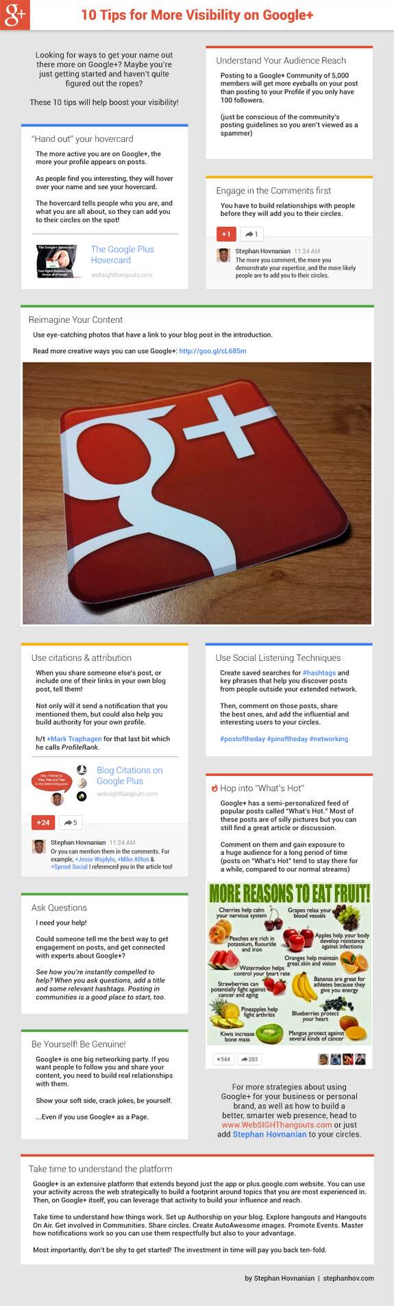 10 Google Plus Visibility Tips Infographic