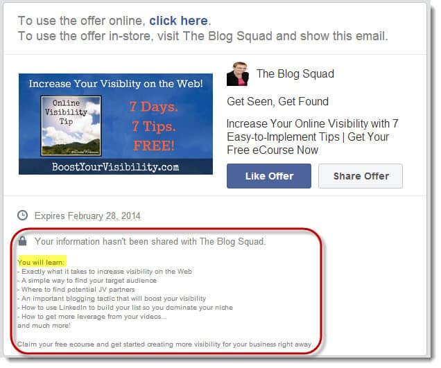 Use Facebook Offers to Build Your Email List